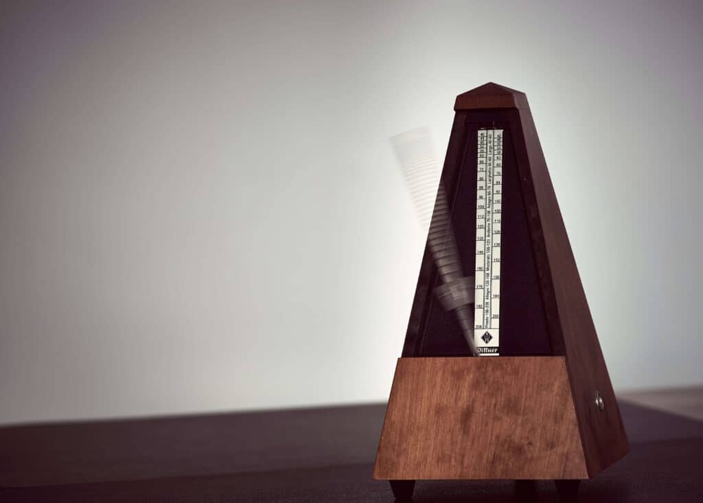 A metronome keeping rhythm